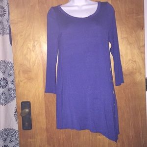 Blue Emerald Tunic Top With Side Buttons Size Medium